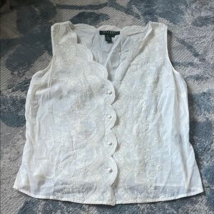 Vintage Ralph Lauren White Embroidered Blouse